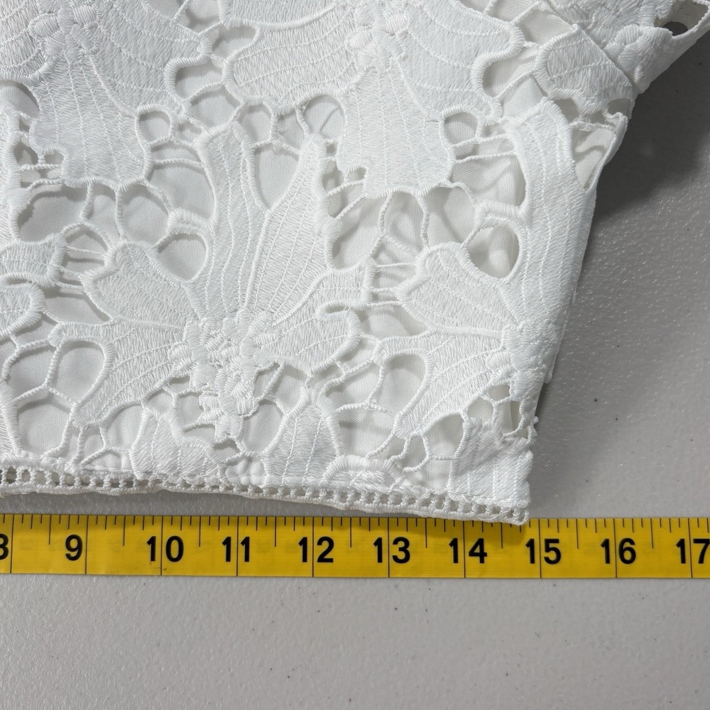Just Me Dress Medium White Floral Crochet Tiered Boho Revival Ethereal‎ Angelic - Picture 6 of 9